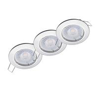 Oktaplex Lot de 3 Sedan spots LED encastrables 230 V, extra-plat 22 mm | Blanc chaud 3000K, diamètre de perçage 60mm, 4,8W, 380lm, 110° spots de plafond Chromé plat