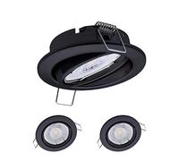 Oktaplex Lot de 3 spots orientables Dijon - avec module LED 4,8 W 230 V 2700 K 380 lm Blanc chaud 110 ° - Luminaires encastrés Noir 68 mm