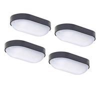 Oktaplex Lot de 4 LED Lampe de cave BASE 9W 800Lm IP65 Blanc neutre 4000K Lampe ovale Applique murale Plafonnier anthracite