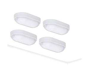 Oktaplex Lot de 4 LED Lampe de cave BASE 9W 800Lm IP65 Blanc neutre 4000K Lampe ovale Applique murale Plafonnier blanc