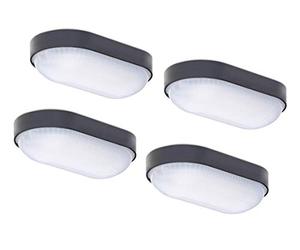 Oktaplex Lot de 4 LED Lampe de cave BASE 9W 800Lm IP65 Blanc neutre 4000K Lampe ovale Applique murale Plafonnier anthracite
