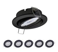 Oktaplex Lot de 6 spots orientables Dijon - avec module LED 4,8 W 230 V 4000 K 380 lm Blanc chaud 110 ° - Luminaires encastrés Noir 68 mm