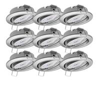 Oktaplex Lot de 9 spots encastrables à intensité variable Dijon Pivotant - Module LED 4,9 W 4000 K 230 V 370 lm lm Blanc neutre 110 ° - Spots en acier inoxydable brossé 68 mm