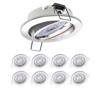 Oktaplex Lot de 9 spots orientables Dijon - avec module LED 4,8 W 230 V 4000 K 380 lm Blanc chaud 110 ° - Luminaires encastrés Blanc 68 mm
