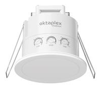 Oktaplex Noa Détecteur de présence au plafond 360° 24 GHz IP65 Détecteur de mouvement radar 6 m Capteur de présence pour salle de bain Encastré Plat Blanc 230 V