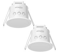 Oktaplex Noa Lot de 2 détecteurs de présence au plafond 24 GHz 360° IP65 Détecteur de mouvement radar 6 m Convient pour salle de bain Encastré plat Blanc 230 V