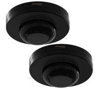 Oktaplex Pia Lot de 2 détecteurs de présence infrarouge 360° pour plafond extérieur et intérieur IP65 230 V Noir