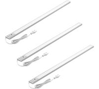 Oktaplex Riva réglette LED cuisine sous meuble lot de 3 90cm 3000K capteur | 730lm, blanc chaud, commande gestuelle, 10W, luminaire, lampe, éclairage, aluminium argent, 230V, détection sans contact