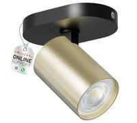 Oktaplex Roma plafonnier spot orientable 1 lumière noir et doré | Ø 11 cm en aluminium avec douille GU10 pour plafond ou mur au style moderne