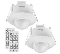 Oktaplex Sam Lot de 2 détecteurs de mouvement encastrés 360° avec télécommande infrarouge 230 V Blanc