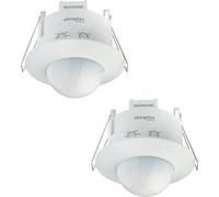 Oktaplex Sam Lot de 2 détecteurs de présence encastrables 360° PIR | Capteurs de mouvement intérieurs blancs 230V pour plafond