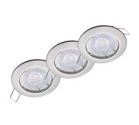 Oktaplex Sedan Lot de 3 spots de plafond orientables avec module LED Nizza 345 lm blanc chaud 3000 K 1,9 W 230 V - Spot LED encastrable en acier inoxydable brossé - Dimensions du trou : 68 mm