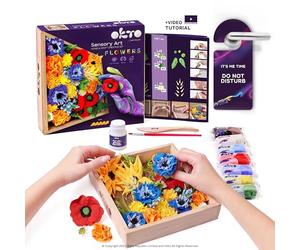OKTO Kit d'art Freedom | Kit d'art 3D pour décoration murale de la maison | Kits d'artisanat pour adultes et adolescents | Boîte artisanale avec argile à modeler pour plantes grasses | Kits de loisirs