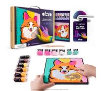 OKTO Peinture par numéros pour enfants - Kit de peinture par numéros pour enfants avec argile sèche à l'air libre, art mural 2D unique, art sensoriel sur toile, thème renard, kit d'art encadré pour