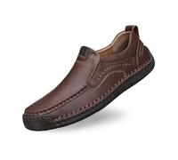 Oktoberfest 2025 - Mocassins décontractés à enfiler en cuir confortables pour un usage quotidien avec jeans, toutes saisons, semelle antidérapante, légers et respirants pour homme, marron, 37 1/3 EU