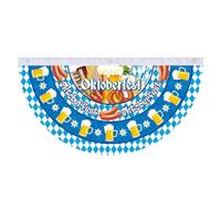 Oktoberfest Bunting Flag - Bavarian Scalloped Fan Banner with Brass Grommet | Double-Stitched Polyester, on Porch Fence & Door, Beer Festival Party Decor, for Outdoor Yard Patio Garden
