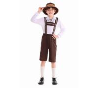 Oktoberfest,Costume Provencal Enfant Costume Traditionnel Bavarois Enfant Garçon/Fille - Chemise Coton + Lederhosen + Chapeau - Tenue Oktoberfest 3 Pièces Festival Allemand