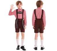 Oktoberfest Enfant Garcon pour Fête de la Bière Costume Oktoberfest de Bavière Allemande Ensemble Salopette Folkloriques Deguisement Enfant Garçon Cosplay Tenue Bavarois Traditionelle