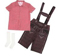 Oktoberfest Enfant Garcon pour Fête de la Bière, Ensemble Salopette Folkloriques, Cosplay Tenue Bavarois Traditionelle pour Halloween Carnaval Deguisement Fête de la Bière de Bavière Allemande