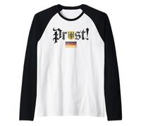 Oktoberfest Prost Funny German Flag Vintage Beer Drinking Manche Raglan