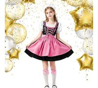 Oktoberfest Robe bavaroise à manches courtes avec tablier | Lot de 4 vêtements de bière d'Halloween pour filles, Carnivas, bal masqué, fête de Noël, mariage