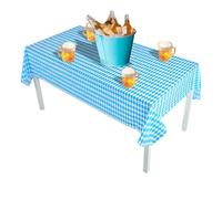 Oktoberfest Table Cover, Bavarian Party Tablecloth 107.87x52.76 inches, Foldable Beer Tent Decor, Blue White Checkered Tabletop Cover for Outdoor Barbecues Birthday Events Household Gathering
