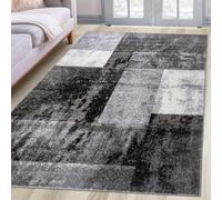 oKu-Tex Tapis à Poils Courts | Tapis Design | Tapis Salon | Hauteur des Poils : 9mm | Poils Particulièrement Doux | Motif Géométrique | Moderne | Gris Chiné Anthracite | Qualité Dense | 60x110cm