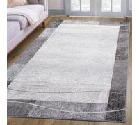 oKu-Tex Tapis tissé | pour Salon, Couloir, Chambre à Coucher | Gris Clair Moderne | Design géométrique | Certifié Öko-Tex 100 | Dimensions : 120 x 170 cm