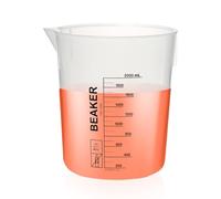 Okulab BKLP2000A1 Lot de gobelets gradués autoclavables en plastique Noir 2 000 ml en polyéthylène avec bec verseur et nervures latérales empilées Convient pour mélanger et mesurer