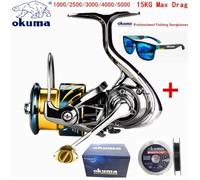 Okuma-Moulinet de pêche tout en métal, coupe de ligne peu profonde, anti-corrosion en eau de mer, moulinet rotatif, 1000-5000, 15kg 3000