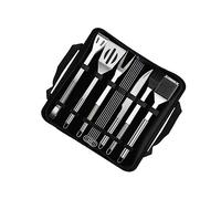 OKUMEYR 12pièces Outils De Barbecue Acier Avec Accessoires De Grillade Pince Spatule Brosse Couteau Et Fourchette Pour Camping Et Pique- Noir