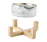 OKUMEYR 1ensemble Bols Marbrés pour Animaux avec Support Gamelles pour Chats Et Petits Chiens Récipients pour Nourriture Et Eau Grey