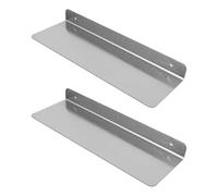 OKUMEYR 2 Pièces Étagère Flottante Murale en Acier Inoxydable, Forme L, | Rangement Mural pour Salles de Bain et Camping-cars, Style Moderne Minimaliste, Installation Rapide