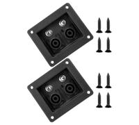 OKUMEYR 2 Pièces Plaque Multifonction pour Haut-parleur et Caisson de Basses en Fer Noir Bornier à Vis, Bornes 8 et 4 Conducteurs, pour Installation DIY à Domicile