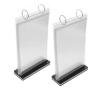 OKUMEYR 2 Pièces Présentoir Menu Acrylique Transparent Pages à Anneaux Verticaux Support Bureau Polyvalent pour Cartes de Table Publicités et Photos Lot