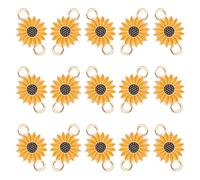 OKUMEYR 25 Breloques Pendentifs Marguerite en Alliage Jaune à Double Trou - Connecteurs Floraux pour Création de Bijoux DIY Bracelets Colliers et Porte-Clés - Breloques de Connexion