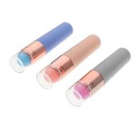 OKUMEYR 3 Pièces Pinceau Silicone Portable Capuchon pour Nail Art, Kit de Tampons à Ongles Multifonction, Brosse à Ongles Gel Réutilisable et Applicateur de Poudre Chromée