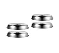 OKUMEYR 4 Pièces Couverture Végétale Plat en INOX Charbon De Bois Couvercle en Forme De Couvre-Assiettes pour La Nourriture Assiette Cloche Casse-Noix Glacière Silver Acier Inoxydable