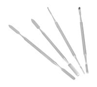 OKUMEYR 4 pièces Lot de Spatules Acier Inoxydable pour Mélange Maquillage et Manucure Tiges Agitation Doubles pour Cosmétiques Outils Professionnels Polyvalents pour Prothésiste Ongulaire
