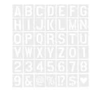 OKUMEYR 42 pièces Pochoirs Lettres et Chiffres Format Réutilisables avec Système Interlock pour Peinture sur Bois Mur Tissu Roche et Signalétique DIY