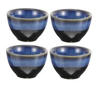 OKUMEYR 4pièces Lot de Tasses Céramique Japonaise Bleu Teinté Service pour Saké Thé Vin Eau pour Usage Quotidien Et Réceptions
