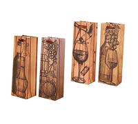 OKUMEYR 4pièces Pochettes pour Bouteilles De Vin De Transport Écologiques Carton avec Motif Idéale pour Offrir du Vin Lors De Fêtes Et Célébrations Styles Aléatoires