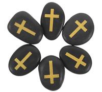 OKUMEYR 6 Pièces Petite Croix de Pierre de Prière Chrétienne, Polie, Noire | Format Galet 4, 50x3, 00x1, 50cm, Souvenir Inspirant, pour Bureaux et Coins de Prière