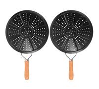 OKUMEYR Anneau de Cuisson Isolé en Bois et Fer 22 Cm, Coussinet Isolant Résistant la Chaleur, Lot de 2 Cuisine et Maison, Facile à Ranger