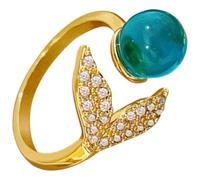 OKUMEYR Bague Ajustable Ouverte en Métal pour Femmes et Filles, Forme Sirène avec Pierre Brillante, Bague de Fille Légère et Compacte, Bijou Créatif pour Présents et Occasions Spéciales