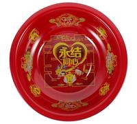 OKUMEYR Bassine Rouge Vintage en Acier Inoxydable pour Mariage, Lavabo Décoratif Chinois Facile à Nettoyer Surface Lisse, pour Fête et Hôtel