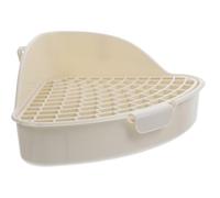OKUMEYR Boîte à Litière Résistante aux Fuites Contrôle des Odeurs Forme Triangulaire en Plastique Blanc pour Lapin et Hamster pour Jardins et Parcs