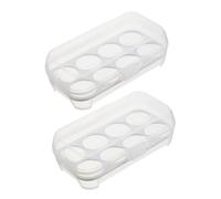 OKUMEYR Boîte à Œufs Facile à Déplacer en Plastique Pp 2 Pièces 8 Compartiments Séparés Rangement Conservation des Œufs Réfrigérateur