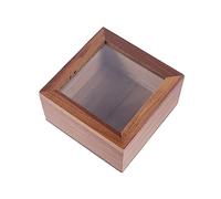 OKUMEYR Boîte De Rangement Bois Carré Avec Fenêtre Et Couvercle Organisateur De Bureau Pour Bijoux Et Petits Objets Boîte De Conservation Noyer Naturel