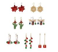 OKUMEYR Boucles D'oreilles en Alliage à Thème Noël Cloche et Pompon, 4pcs, Élégantes et Délicates pour Femmes Lors de Fêtes ou Fiançailles